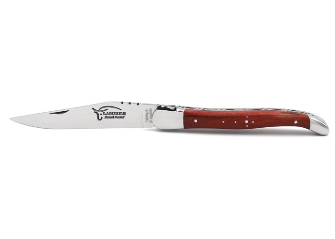 Laguiole pocket knife, 12 cm, forged bee, red-stained beech handle with shiny bolsters