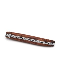 Laguiole pliant 12 cm, abeille forgée, lame seule, plein manche en bois de rose avec finition inox brillant 2
