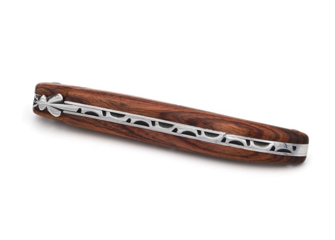 Laguiole pocket knife, 12 cm, forged bee, rosewood full handle with shiny finish