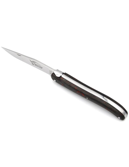 Laguiole pliant 12 cm, abeille forgée, lame seule, plein manche en fibre de carbone rouge sans croix du berger