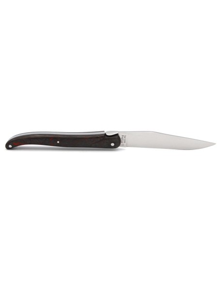 Laguiole pocket knife, 12 cm, forged bee, red carbon fiber full handle without Shepherd's cross