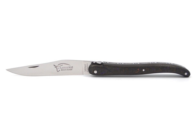 Laguiole Klappmesser, 12cm, Geschmiedete Biene, voller Griff aus Orange & Violett Carbonfaser