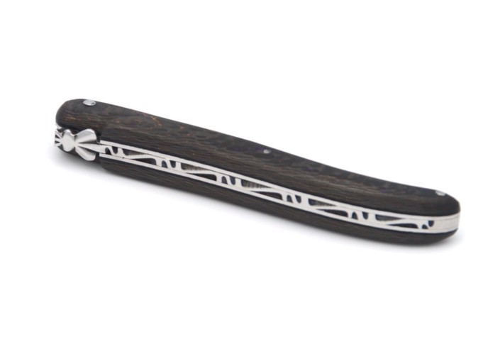 Laguiole pocket knife, 12 cm, forged bee, fiber carbon full handle without Shepherd's cross