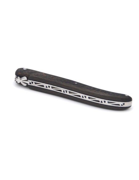 Laguiole pocket knife, 12 cm, forged bee, fiber carbon full handle without Shepherd's cross