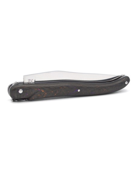 Laguiole pocket knife, 12 cm, forged bee, fiber carbon full handle without Shepherd's cross