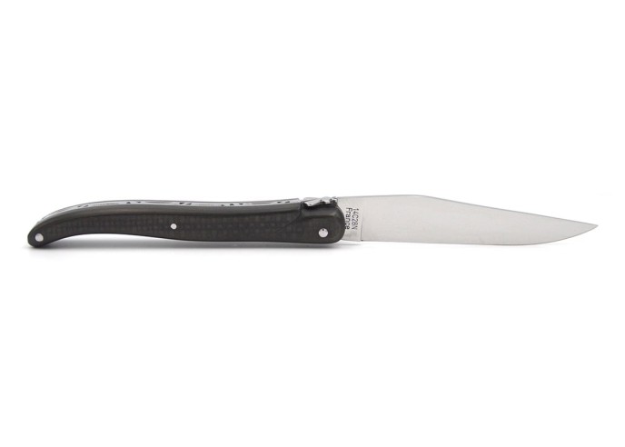 Laguiole pliant abeille forgée, 12 cm, manche fibres de carbone