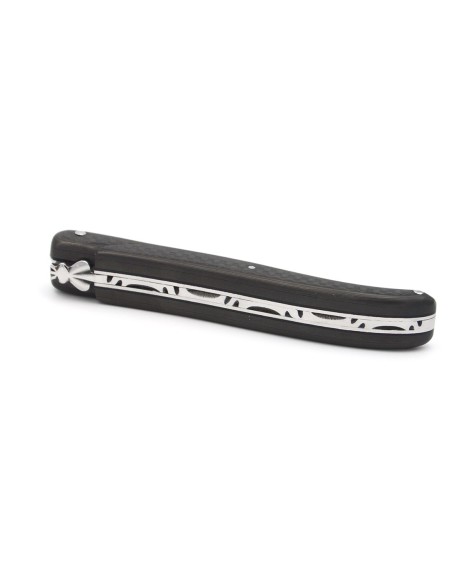 Laguiole pocket knife, 12 cm, forged bee, fiber carbon full handle without Shepherd's cross
