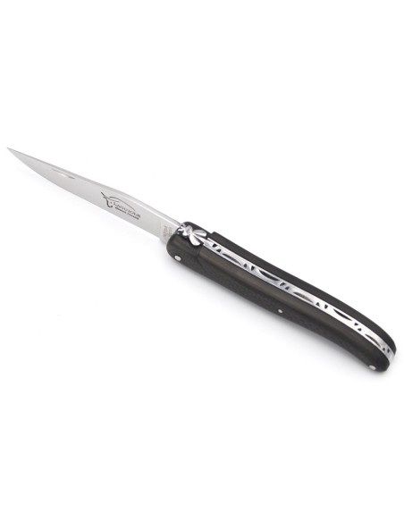 Laguiole Klappmesser, 12cm, Geschmiedete Biene, voller Griff aus Carbonfaser, ohne Hirtenkreuz