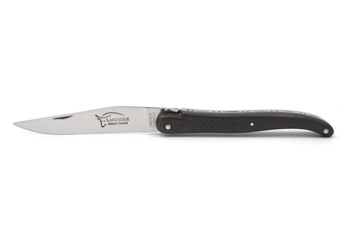 Laguiole Klappmesser, 12cm, Geschmiedete Biene, voller Griff aus Carbonfaser, ohne Hirtenkreuz