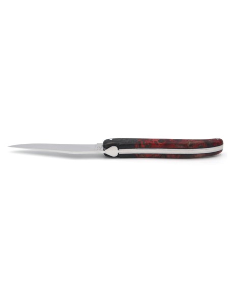 Laguiole Klappmesser, 12cm, glatt Geschmiedete Biene, falsche Heftbacke aus Kohlefaser, Griff aus rotem Pappelholz