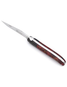Laguiole Klappmesser, 12cm, glatt Geschmiedete Biene, falsche Heftbacke aus Kohlefaser, Griff aus rotem Pappelholz 2