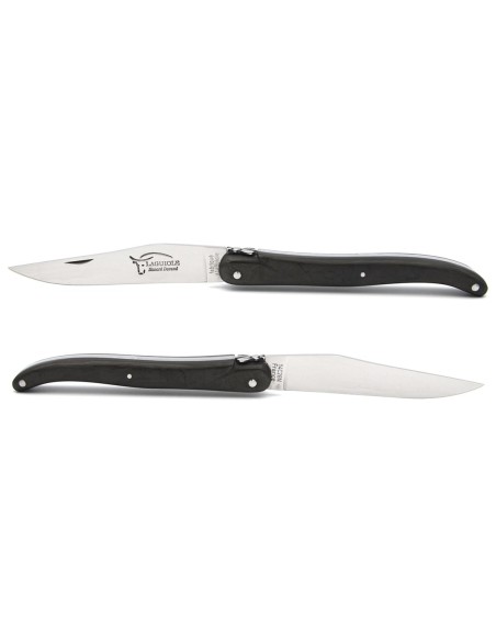 Laguiole pliant 12 cm, abeille forgée, lame seule, plein manche en fibre de carbone sans croix du berger