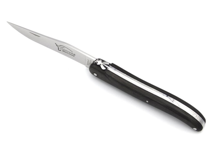 Laguiole pocket knife, 12 cm, forged bee, carbon fiber full handle without Shepherd's cross