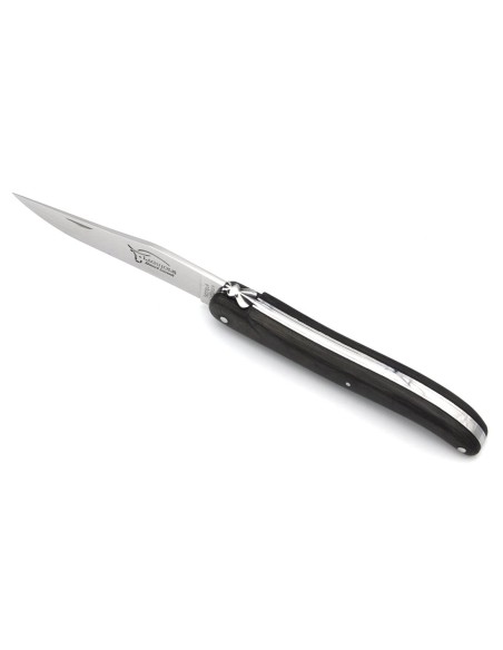 Laguiole pocket knife, 12 cm, forged bee, carbon fiber full handle without Shepherd's cross