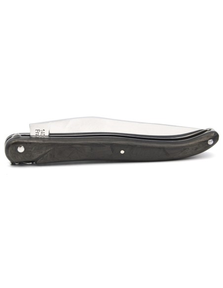 Laguiole pocket knife, 12 cm, forged bee, carbon fibre with Damascus effect full handle without Shepherd's cross