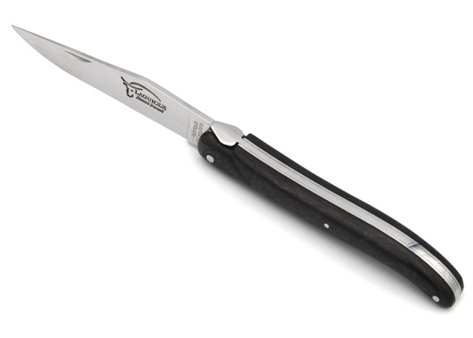 Laguiole pocket knife, 12 cm, forged bee, carbon fiber full handle without Shepherd's cross