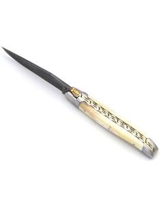 Laguiole Klappmesser Gelbgold & Diamanten, Warzenschweinzahn 2