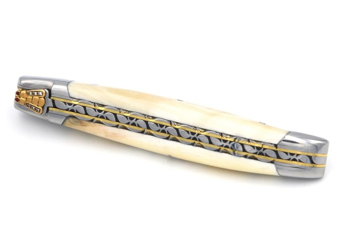 Laguiole yellow Gold and Diamonds - Warthog tooth