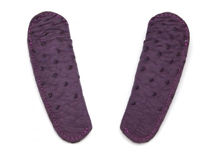 Étui cuir d'autruche pour la poche avec logo en creux - Violet