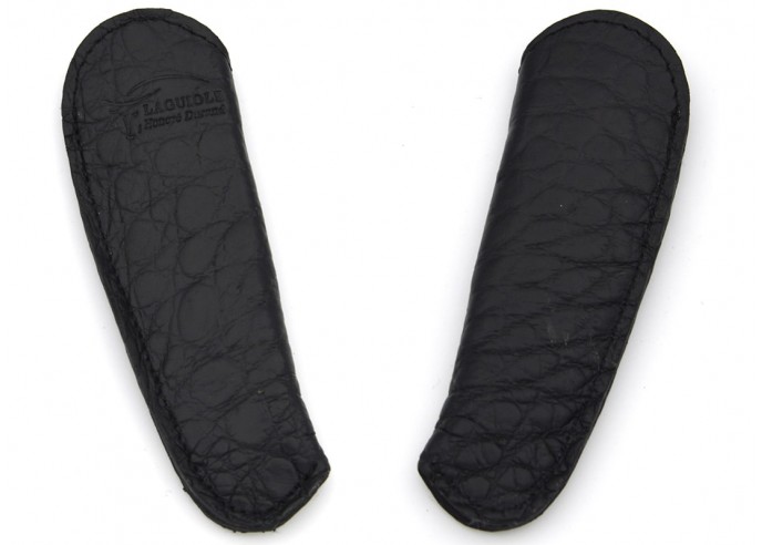 Crocodile leather pocket sheath with molded logo - Black