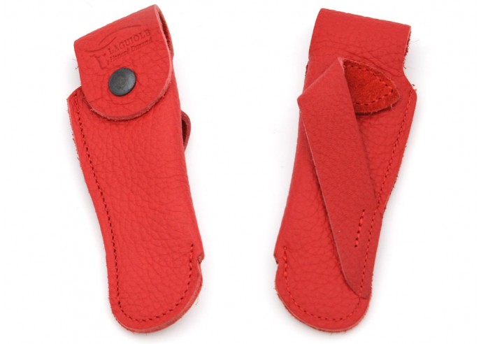 Étui cuir ceinture avec passant oblique rouge - 11 et 12 cm