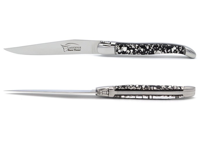 Coffret de couteaux de table de Laguiole, feuille d'argent en inclusion