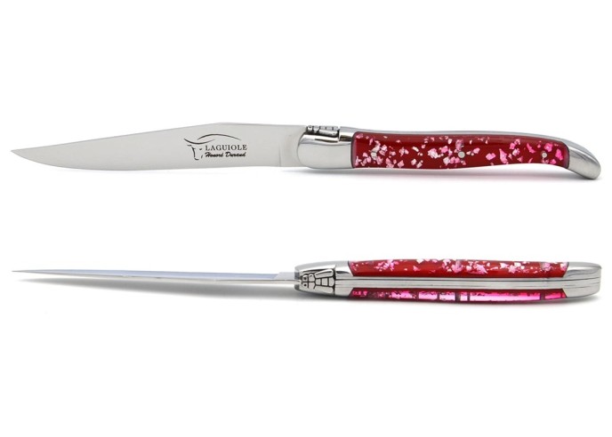 Coffret de couteaux de table de Laguiole, feuille d'argent en inclusion