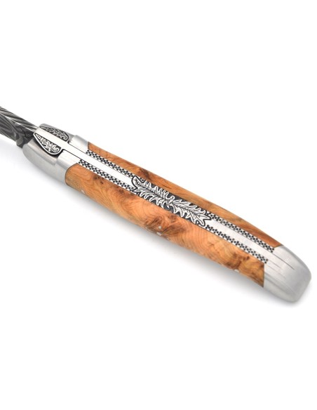 Laguiole 12cm, Damast Klinge, Griff aus Wacholderholz