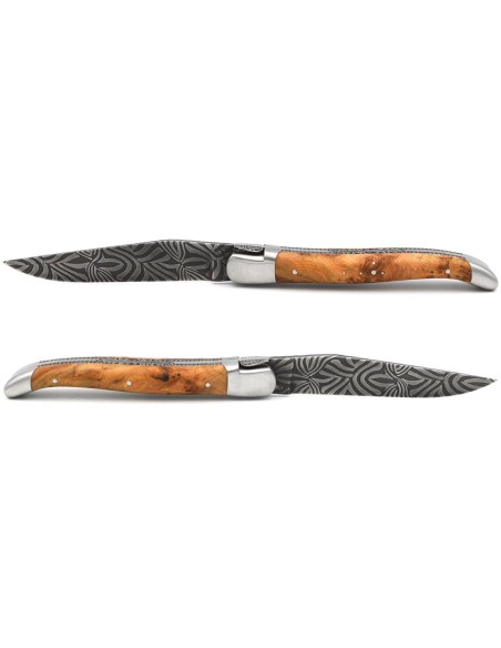 Laguiole 12cm, Damast Klinge, Griff aus Wacholderholz