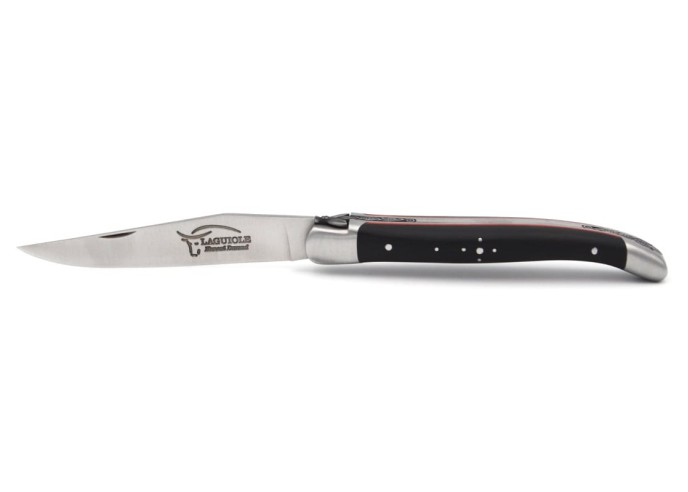 Laguiole messer mit Meißel gemeißelt, Ebenholz & rot Vulkanfiber