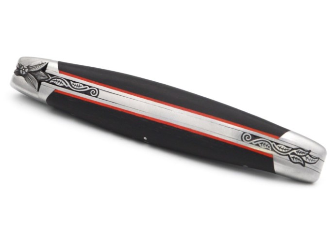 Laguiole messer mit Meißel gemeißelt, Ebenholz & rot Vulkanfiber