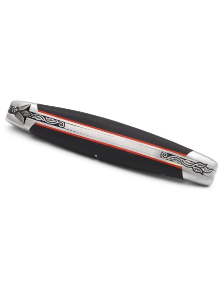 Laguiole messer mit Meißel gemeißelt, Ebenholz & rot Vulkanfiber