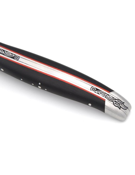 Laguiole messer mit Meißel gemeißelt, Ebenholz & rot Vulkanfiber