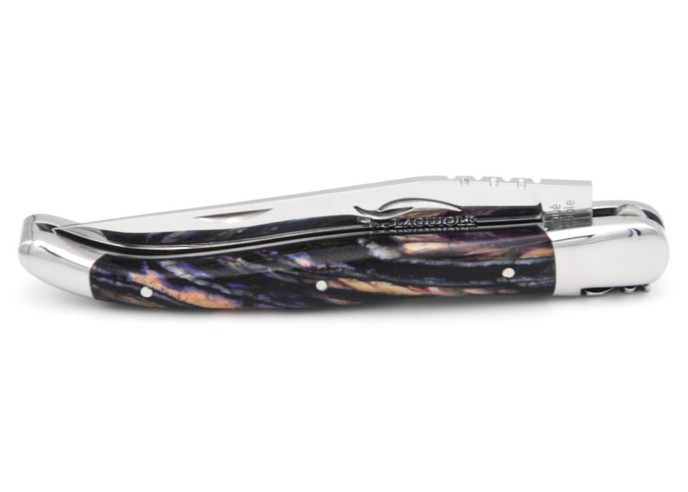 Laguiole pocket knife 12 cm, purple mammoth molar handle