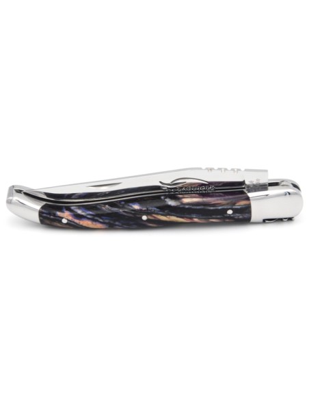 Laguiole pocket knife 12 cm, purple mammoth molar handle