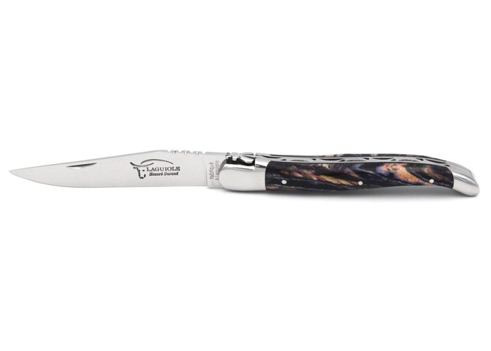 Laguiole pocket knife 12 cm, purple mammoth molar handle