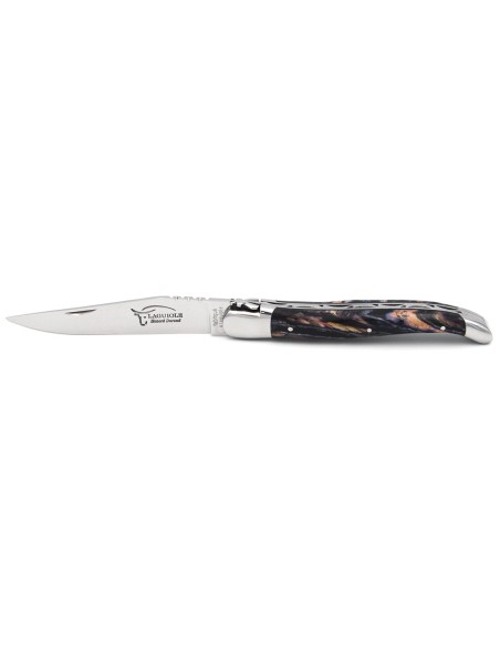 Laguiole pocket knife 12 cm, purple mammoth molar handle