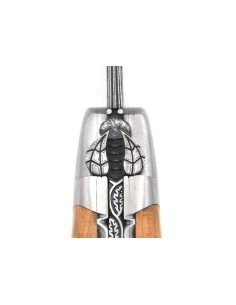 laguiole pliant 12cm lame damas sauvage abeille et ressort ciseles burin manche en genévrier