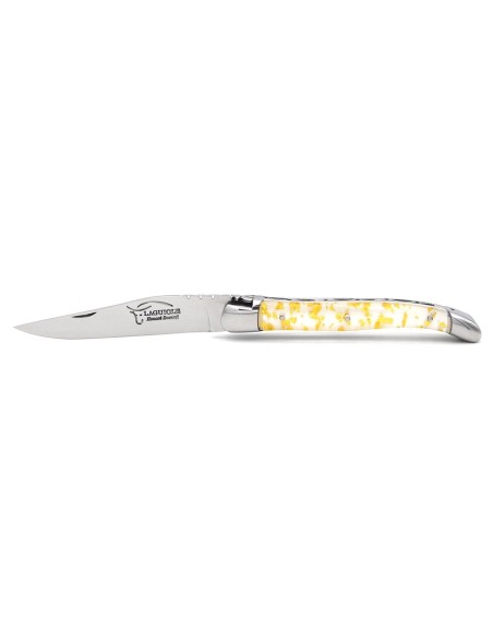 Laguiole pocket knife, 11 cm, welded bee, gold foil inclusion handle with shiny bolsters