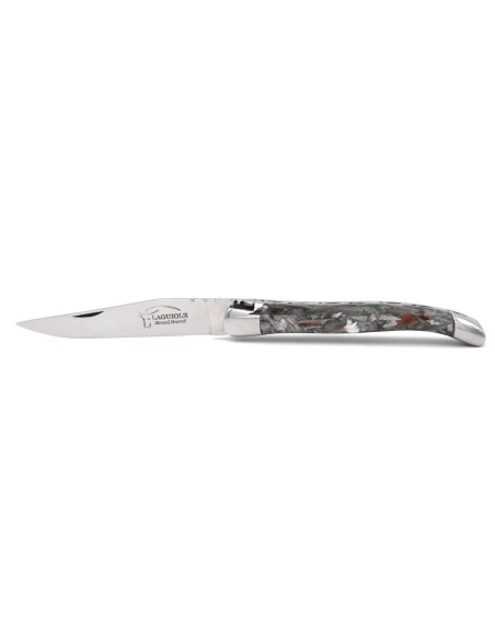 Laguiole pliant, 11 cm, abeille forgée, manche en corne recyclée