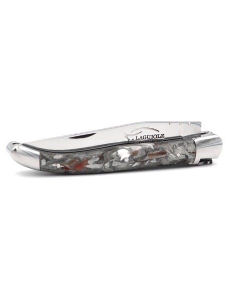 Laguiole pocket knife, 11 cm, recycled horn handle with shiny bolsters