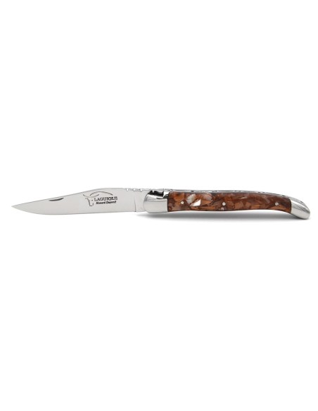 Laguiole pliant, 11 cm, abeille forgée, manche en corne recyclée