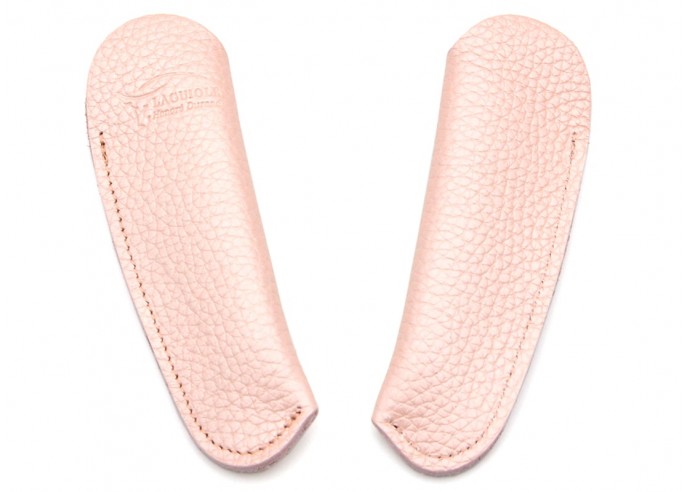 Grained leather pocket sheath with molded logo - Pearly pink
