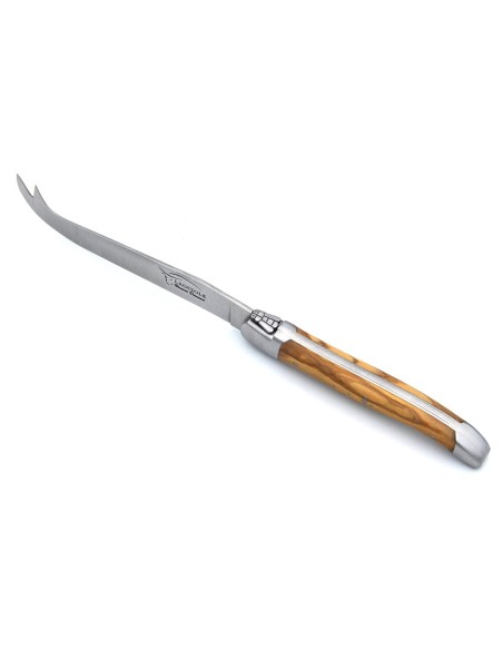 Couteau à fromage Laguiole mitres inox brillant et manche en olivier