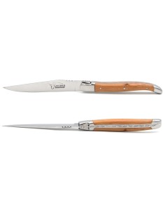 Couteaux de table (couteaux à steak), finition gamme courant, mitres inox, manche bois de genévrier 2
