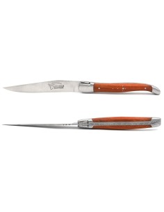 Couteaux de table (couteaux à steak), finition gamme prestige, mitres inox mat, manche bois de rose 2