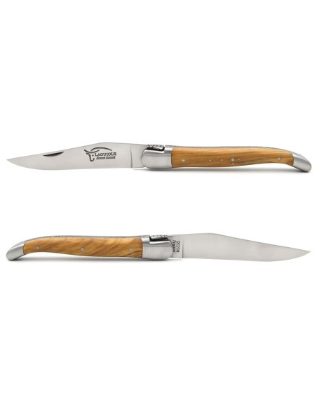 Laguiole pocket knife, 12 cm, welded bee, olive wood handle with matt stainless steel bolsters
