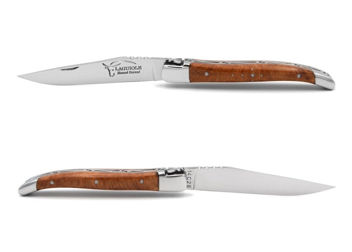 Laguiole pliant, 10cm, abeille forgée, manche en bruyère, lame seule