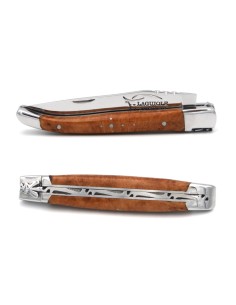 Laguiole pliant, 10cm, abeille forgée, manche en bruyère, lame seule