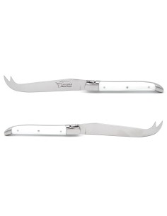 Laguiole Käsemesser, Heftbacken aus glänzendem Edelstahl, fein Griff aus Corian, weiß, spülmaschinenfest 2
